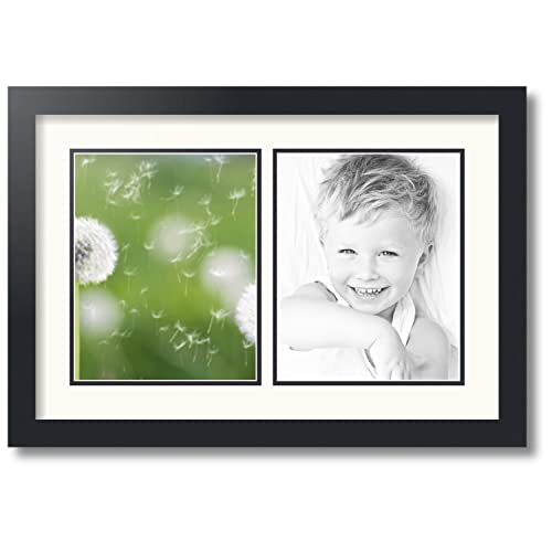 ArtToFrames Collage Photo Frame Double Mat with 2-8x10 inch Openings with Black Frame and White Top Mat
