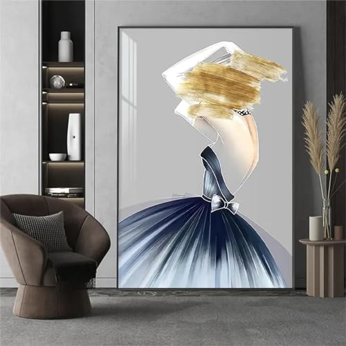 Peinture sur toile danseuse dorée affiche abstrait femme salon 80x110