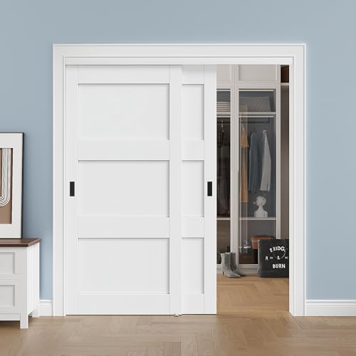 Sliding Closet Door for 72"x80" Opening, 3 Panel Shaker Closet