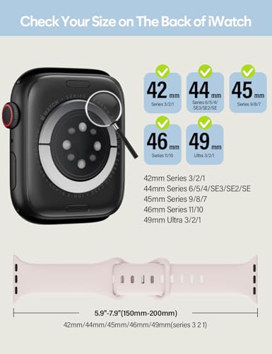 Image of Sport Silicone Band Compatible with Apple Watch Bands 40mm 38mm 41mm 44mm 45mm 42mm 49mm Women Men,Soft Wristband Waterproof Replacement Sport Strap for iWatch Bands Series 9 8 7 6 5 4 3 2 1 SE Ultra
