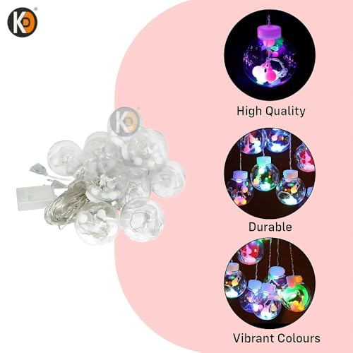 Image of K D Multicolour Wish Ball Lights for Decoration - 2.5m, 12 LED Orb String Lights | Lights for Home, Balcony, Wedding, Diwali, Christmas & Ganpati (Multi 12 Ball)