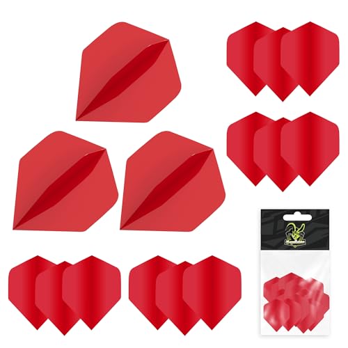 MageRabbit Extra Thick Standard Dart Flights, 5 Sets (15 Flights), 5 Colors (red)