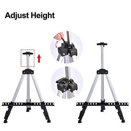 Portable Artist Easel Stand for Painting - Adjustable Height Painting Easel with Bag - Tabletop Art Easel for Painting Canvas Stand, Poster Stand & Wedding Signs Stand - Metal Tripod - 17x66 inches - Thumbnail 5