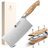 XINZUO 18cm Acero Compuesto Cuchillo de Carnicero Forjado a Mano Multifuncionales Cuchillo de Cocina Chino -Hoja Afilada Núcleo de Acero 10Cr -para Cortar Verduras y Carne -Mango de Madera de Olivo