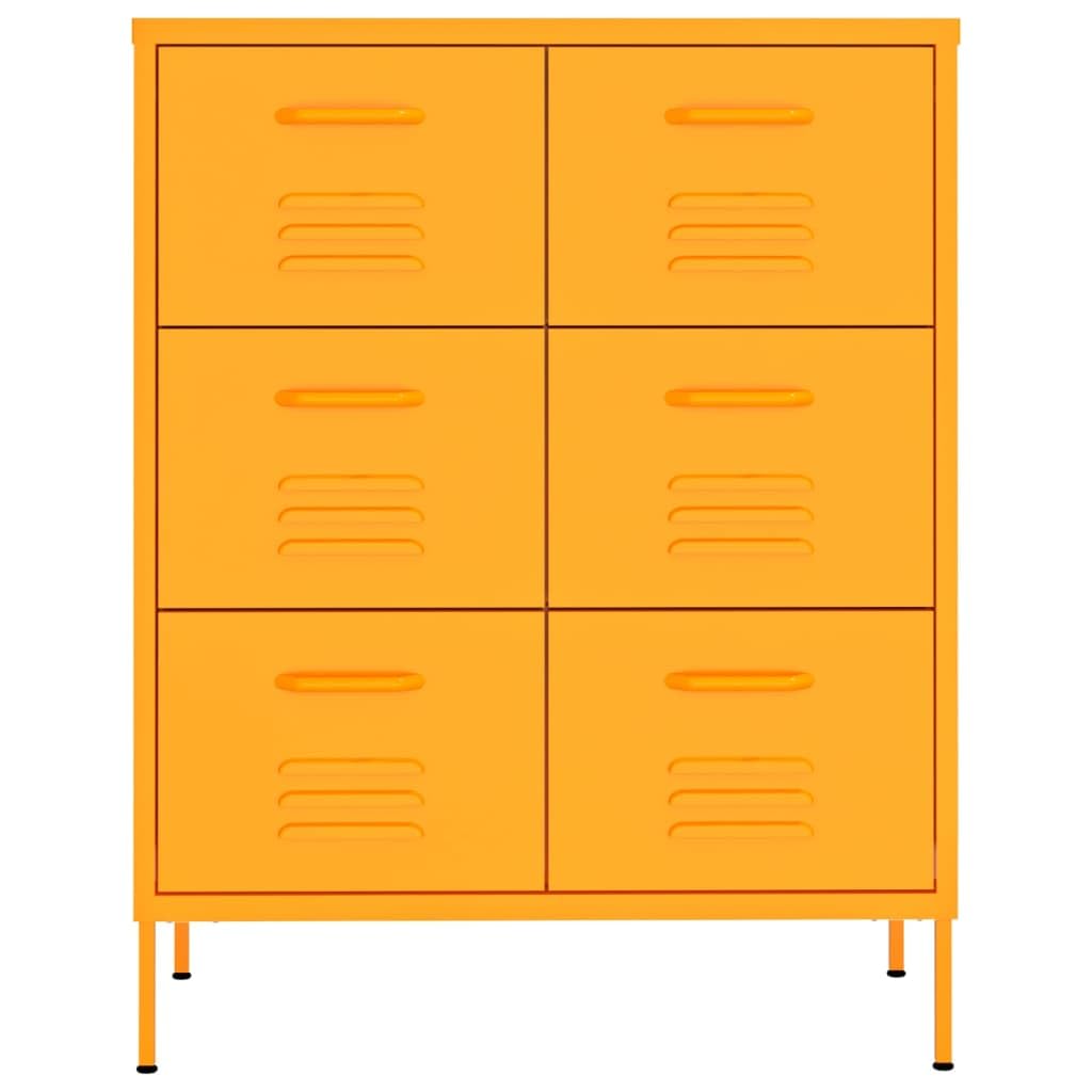 vidaXL Armario Almacenamiento Aparador Librería Alacena Estantería Organizador Muebles Hogar Estable Acero Amarillo Mostaza 80x35x101,5 cm