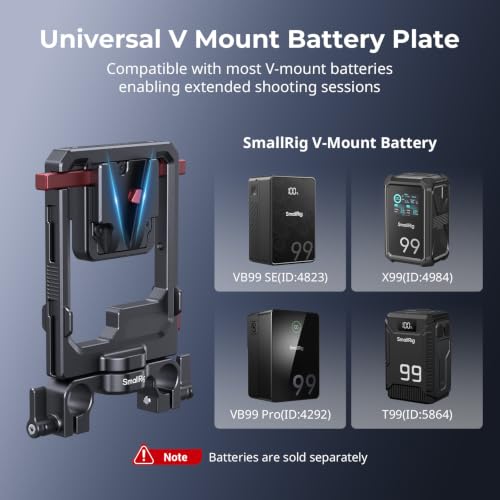 Image of SMALLRIG Rotatable V Mount Plate with Dual V-Locks and 15mm Dual Rod Clamp