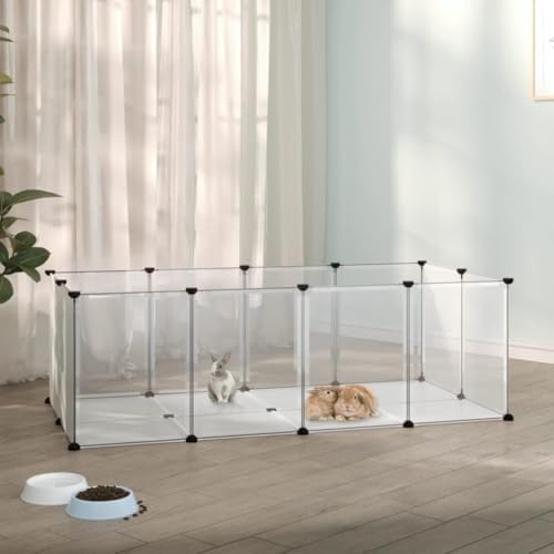 Transparent Collapsible Rabbit Cage Hutch - Large Indoor/Outdoor Enclosure for Small Pets, Guinea Pigs & Hamsters, Rectangular PP Plastic, 29.1 x 57.1 x 18.3 Inches