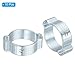 PATIKIL 10 Pack 14-17mm Double Ear Hose Clamp, Galvanized Steel Crimp Rings for Tubing Pipe Fitting Connections, Silver Tone