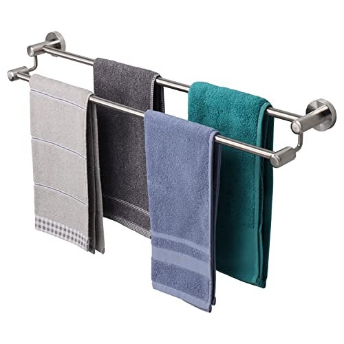 TocTen Double Bath Towel Bar - Thicken SUS304 Stainless Steel Towel Rack for Bathroom, Bathroom Accessories Double Towel Rod Heavy Duty Wall Mounted Towel Holder (Brushed, 30IN)