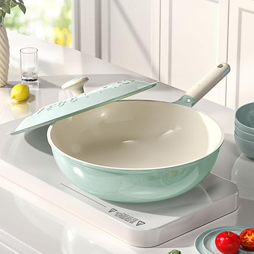 Wok de aleación de aluminio con tapa y mango Bakelite 30 cm miniatura 3