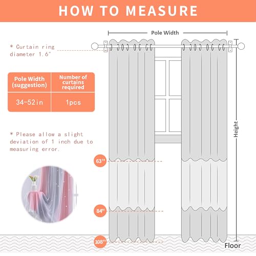 Image of XiDi Curtains for Girls Bedroom Decro,Full Blackout 84 Inches Long for Kids Room, Colorful Rainbow Style, Unicorn Wall Decor Ombre Curtains, Princess Room Pink /Grey