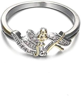 Vista 5 de Ginger Lyne - Anillo de ángel con alas de hada de dos tonos para mujer, joyería de moda, regalo para mamá, mejor amiga, hadas caprichosas