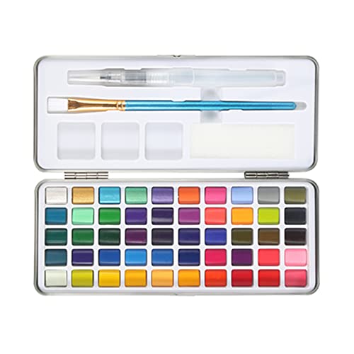 KKcare Conjunto de tinta aquarela 50 cores suprimentos de arte profissional com pincel plano caneta