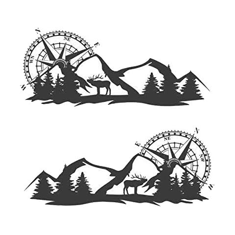Olivine RV Motorhome Universal Body Sticker DIY Compass Navigation Animal Decal Sticker Decoration for Car Caravan Trailer, Black Cover