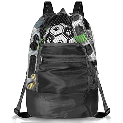 O-Kinee Bolsa brinquedos de praia, saco dobrável de malha praia, mochila de praia crianças, brinquedos de saco de armazenamento para o ar livre natação piscina viagens brinquedos praia