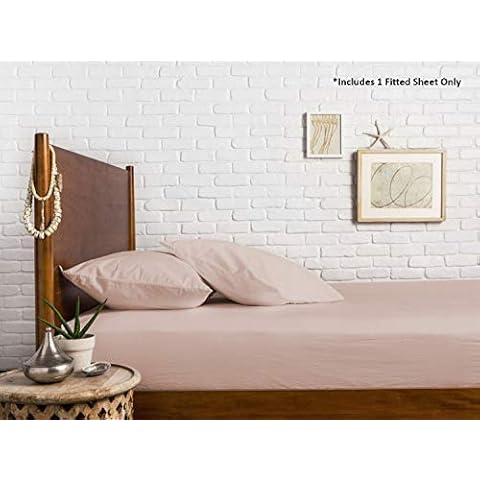 Marina Shades 1000 Thread Count 1 Piece Fitted Sheet Only 100% Egyptian Cotton 17" Deep Pockets Shrinkage & Fade Resistant Fully Expandable & Elasticated Fitted Bottom Sheet Queen Size, Blush Cover
