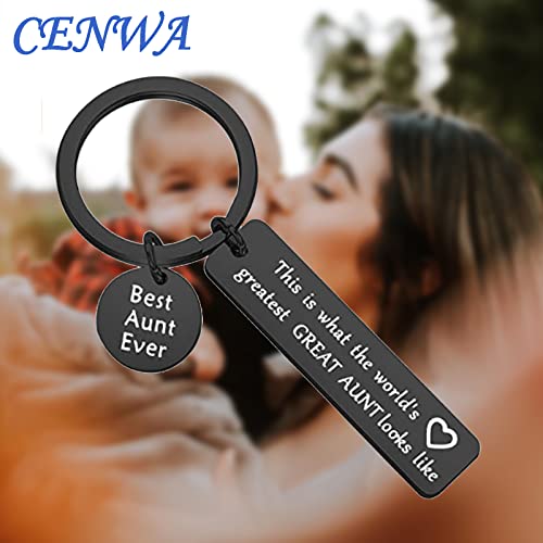 Image of CENWA Aunt Gift Aunt Jewelry Best Aunt Ever This is What The World's Greatest Great Aunt Looks Like Keychain Gift