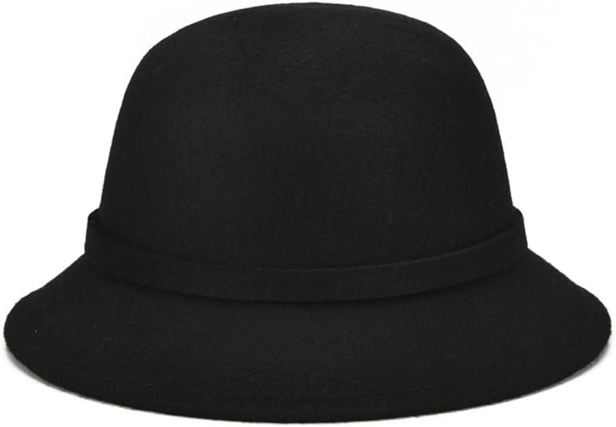 Solid Color Bow Round Top Wool Tweed Cap Fashionable Versatile Street Shooting Pot Hat Short Brim Bowler