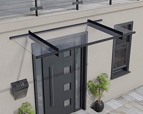 Canopia by Palram Vordach für Haustür Nancy 2050 Pultvordach 205 x 94 cm Grau Sonnenschutz Haustürvordach inkl. Regenrinne