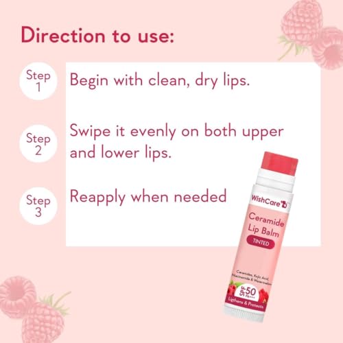 WishCare Tinted Ceramide Lip Balm with SPF50 PA+++ - Kojic Acid & Niacinamide - For Lip Lightening & Protection 5gm - Image 7