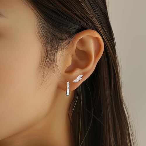 GEORGE · SMITH Earrings for Women Dainty silver Earrings|925 Sterling silver Cartilage Earring Hypoallergenic|Earring Set for Multiple Piercing Small Hoop Earrings Gift for Her3