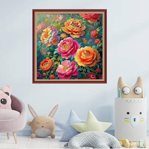 Image of Fanxvivy Stamped Cross Stitch Kits for Beginners Full Range of Cross Stitching Preprinted Embroidery Kits for Adults, 11CT Embroidery Pattern Needlepoint Kits-Flowers Butterflies 18x18 inch