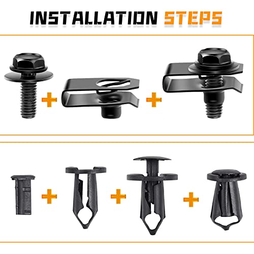 YESHMA 35PCS Engine Under Cover Splash Shield Guard Body Bolts Bumper Fender Liner Push Retainer Fastener Rivet Clips Extruded U-Nuts Compatible with Nissan Infiniti G35 G37 FX35 FX45 EX35 370Z 350Z
