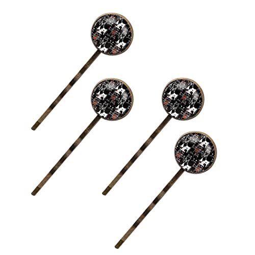 Barrettes à cheveux femme motif chats rouges et noirs - Lot de 4