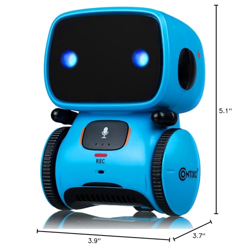 Contixo R1 Kids Robot Toy, Blue Interactive Smart Robots with Voice Control Talking Dancing Learning Touch Sensor Compact Educational Portable Toy for Boys Girls Toddlers 3-8 Years Old Birthday Gifts