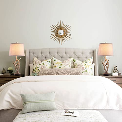 Dungoo Rustic Western Lamp Set of 2 - 26" Farmhouse Table Lamp with 2 USB Ports, Natural Antler Design for Bedroom, Living Room, Office (Rustic Brown)