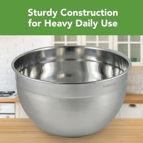 Tovolo XL Mixing Bowl Stainless Steel 7 Quart Extra Large Metal Mixing Bowls, Dishwasher Safe Big Deep Metal Bowl for Baking and Cooking Prep with Easy Pour Lip, Bowl for Salad Mixing Bread Kneading - Thumbnail 5