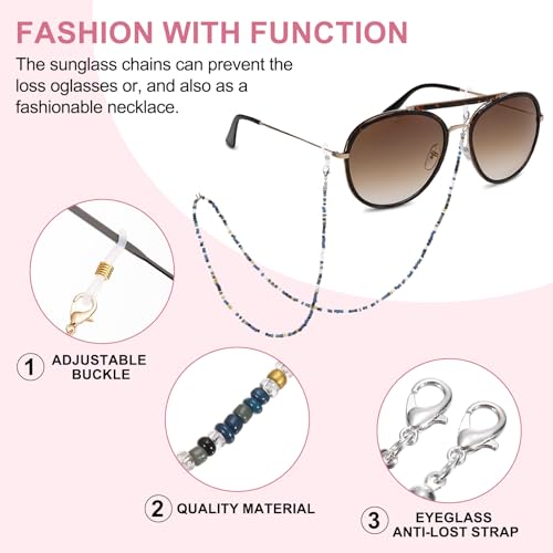 Image of uxcell Eyeglass Chains for Women, Eyeglass Holder Bead Chains Adjustable Sunglasses Lanyards Holder Chains for Glass