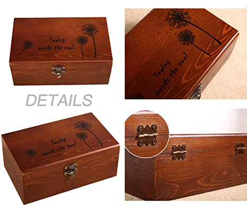 Sewing Kit Wooden Box With Cute Sewing Accessories Hand Sewing Kit For Kids Girls Beginners Adults Students Vintage Repair Kit #TOP4