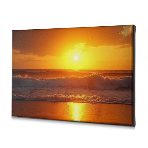 Impression sur toile coucher de soleil mer tableau mural salon 30x40