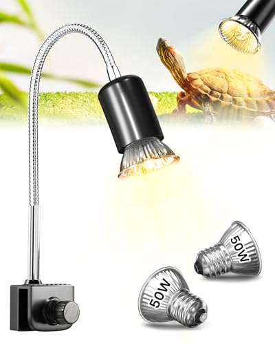 GlowUp Tortoise Heat Lamp 360 Rotatable Reptile Heat Lamp with Ajustable Clamp 2 * E27 Basking Bulb Includes E27 Basking Light for Reptiles Lizard Turtle Snake Chameleon