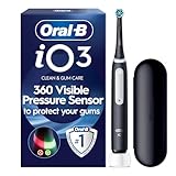 Oral-B iO3 Electric Toothbrushes Adults, 1 Toothbrush Head and Travel Case, 3 Modes with Teeth Whitening, 2 Pin Plug, Black, Oral B Io Toothbrush