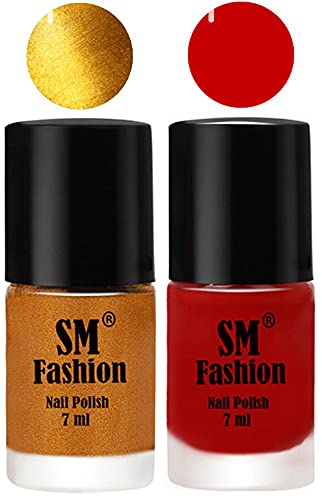 Image of Long Lasting Nail Polish | Nail Paint Combo 7 ml Each) - Set of 2 Golden-Orange