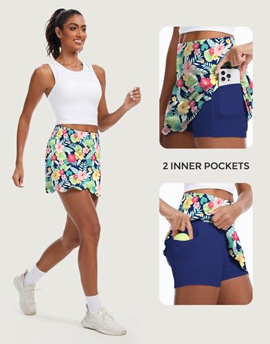 Image of M MOTEEPI 14 inch Scalloped Hem Skorts for Women with Pockets High Waisted Tennis Golf Athletic Skirt with Shorts 2026