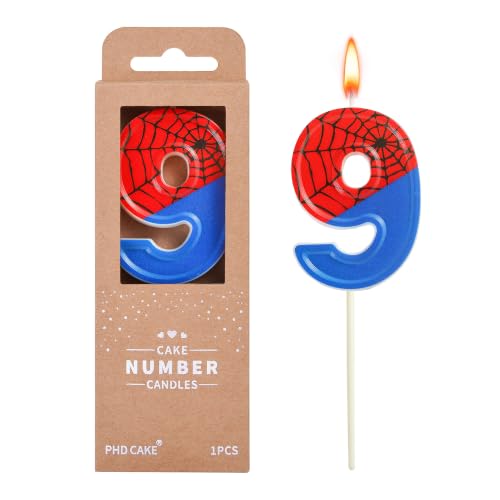 PHD CAKE 2.76 Inch Number 9 Fun Spider Birthday Candles, Spider Number Candles, Cake Number Candles, Party Celebration