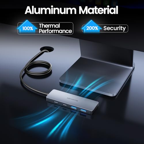 Image of 4FT USB C Hub 3.2 Multiport Adapter, 10Gbps Aluminium USB C to USB Hub with 2 USB-A & 2 Type-C Port, USB C Splitter for Thunderbolt, MacBook, Mac mini, Laptop, Desktop, etc.