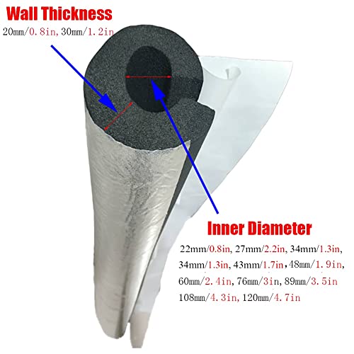 Outdoor Antifreeze Insulation Pipe, Foam Semi-Split Water Pipe Insulation Sleeve, (Thick : 20mｍ-30mｍ), Aluminum Foil Cladding, Flexible Water Pipe Insulation for Air Conditioner - Image 2