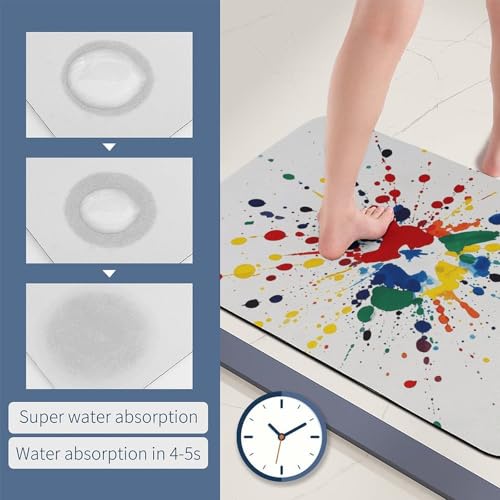 Tapis absorbant l'eau antidérapant imprimé gouttes peinture