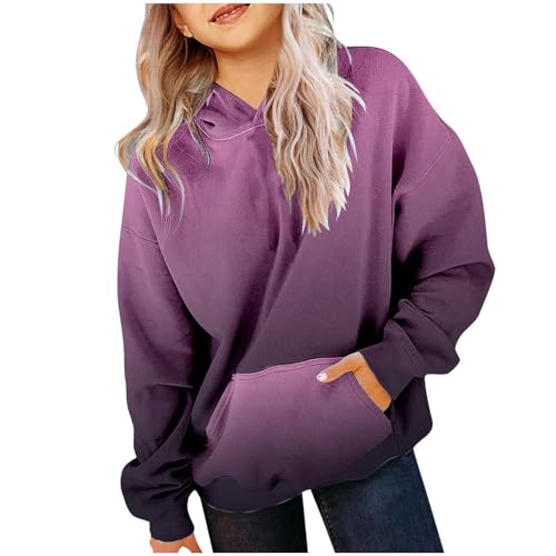 Hoodies for Teen Girls Cute Gradient Color Trendy Preppy Clothes Long Sleeve Oversized Tie-Dye Hooded Sweatshirts