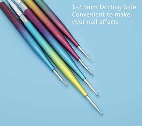 Nagel Pinsel für Nail Art Nailart Dotting Tool Set 5 Stücke, Doppelkopf Dünn Nägel Pinselset Profi Nageldesign Stift… – Bild 7