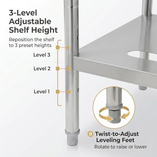Image of Garvee 24 inch Stainless Steel Sink Freestanding Utility Sink with Large Single Basin, Pull-Out Hot & Cold Brass Faucet, Storage Shelf, Drain Kit - Heavy Duty Restaurant Laundry basin for Garage, Kitchen