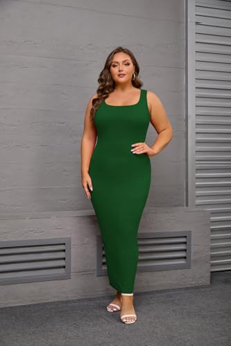 Image of YeGine Women Plus Size Sleeveless Bodycon Maxi Dresses Sexy Slim Tank Dresses