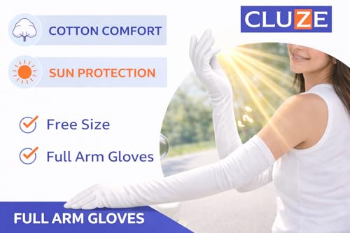 Image of Women's Driving Gloves, Printed Cotton Full Hand Summer Gloves for Protection from Sun Burn /Heat /Pollution (Pack of 1 Pair)