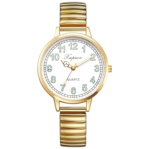 Oidea Women's Stretch Band Watches: Large Face Clear Arabic Numerals Elastic Strap Analog Quartz Wrist Watch Easy Read Luminous Watch Casual Business Dress Ladies Watches Gifts