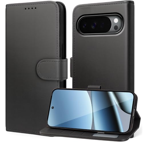Tawarror Hülle für Google Pixel 10 Pro XL Handyhülle, Premium Abnehmbar PU Lederhülle für Google Pixel 10 Pro XL Kartenfach Standfunktion Flip Klapphülle Schutzhülle, Schwarz