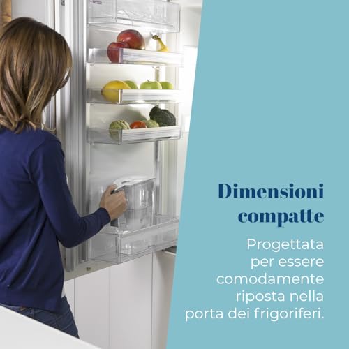 Laica Prime Line Caraffa Filtrante Acqua E 1 Cartuccia Filtrante Acqua Bi-Flux 30 Giorni - Caraffa Filtrante Prime Elegance con Coperchio A Riempimento Rapido, capacità Totale 3 L, Acqua Filtrata 2 L - 5